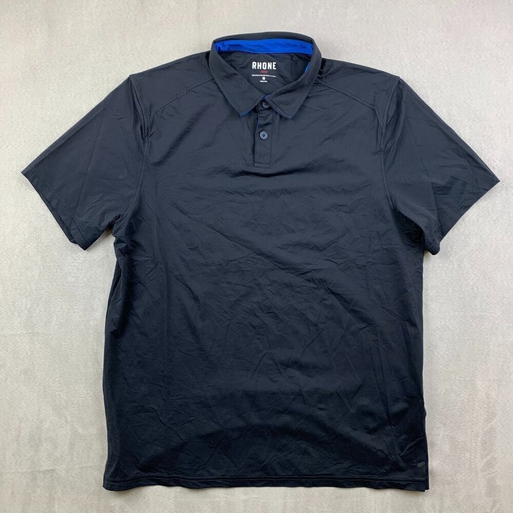 Rhone Mens Shirt Medium Black Commuter Stretch Polo Nylon Spandex Performance